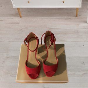 Micheal Kors Porter Ankle Strap Gold Block Heel